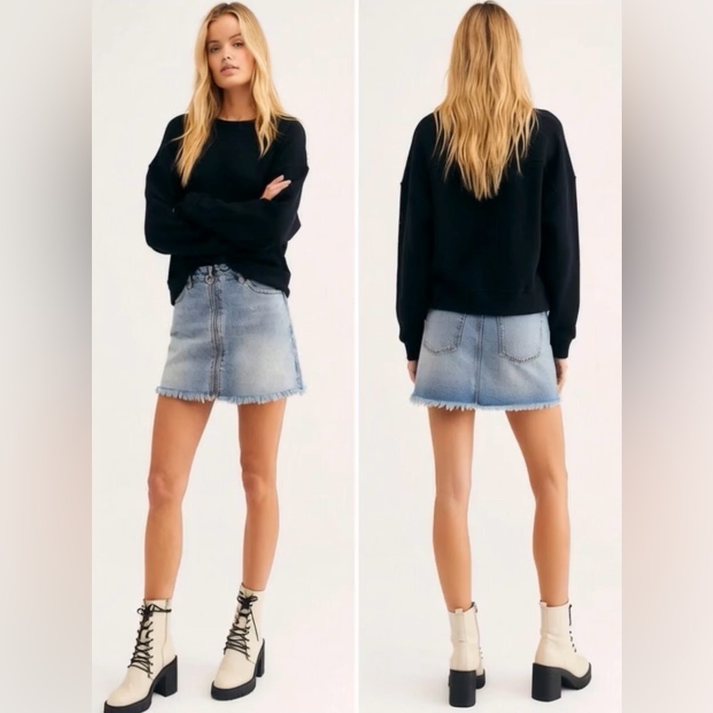 FREE PEOPLE ‘Zip It Up’ Denim Mini Skirt